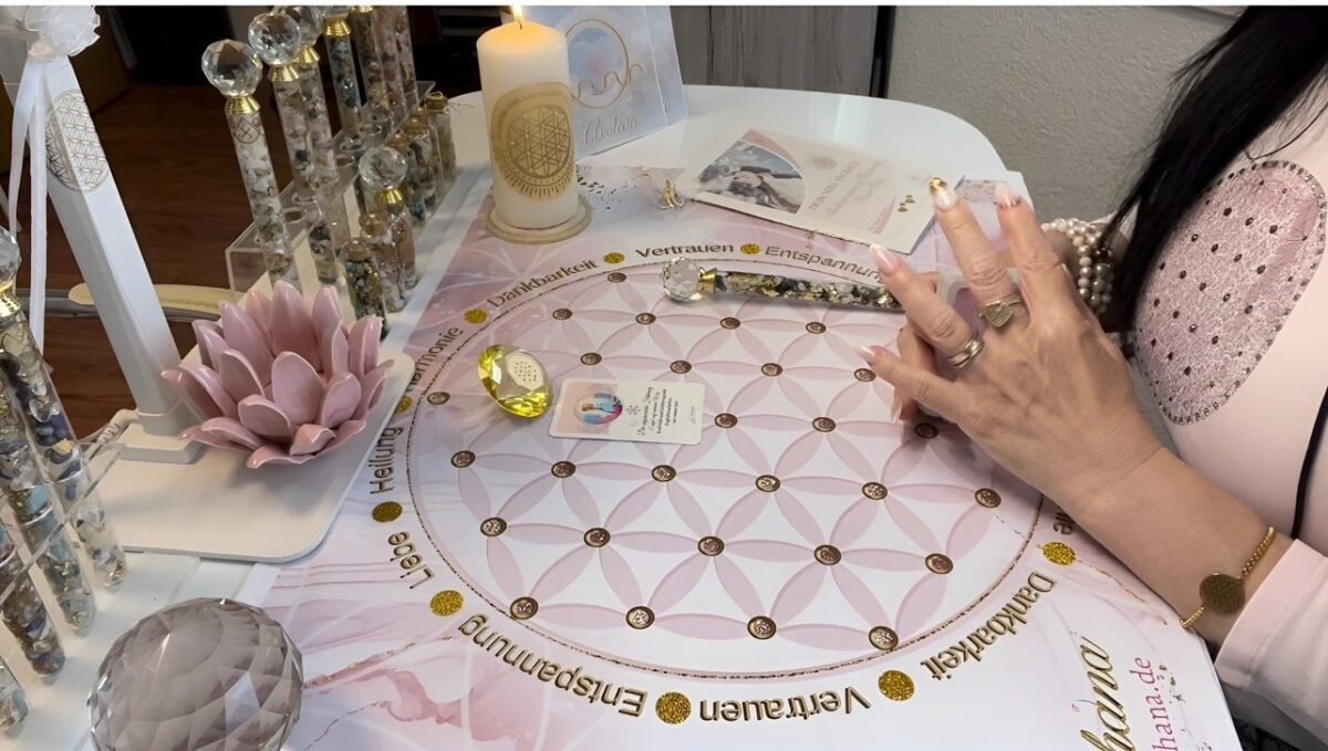 Kartenlegungstuch „Flower of Life“ – Heilige Basis für Karten, Heilung & Meditation – Bild 4