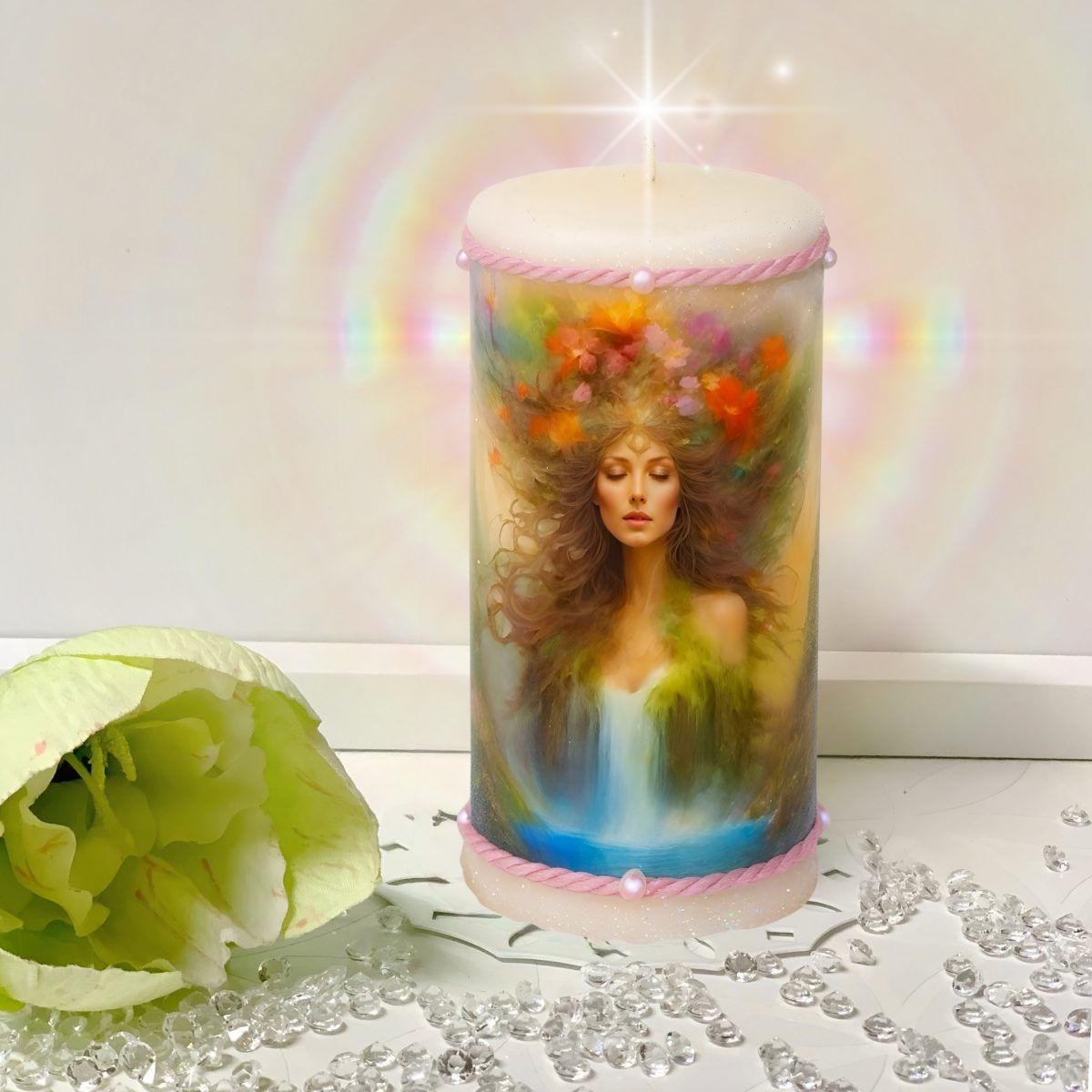 Kerze "Lady Gaia – Im Schoß der Erde" | Gehalten im Licht - Heilige Meditationskerze zur Erdverbindung, Zentrierung & Rückkehr ins Urvertrauen – Bild 2