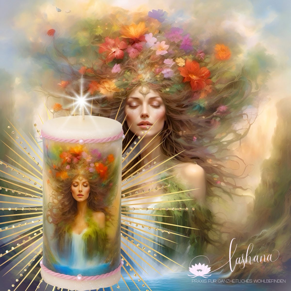 Kerze "Lady Gaia – Im Schoß der Erde" | Gehalten im Licht - Heilige Meditationskerze zur Erdverbindung, Zentrierung & Rückkehr ins Urvertrauen