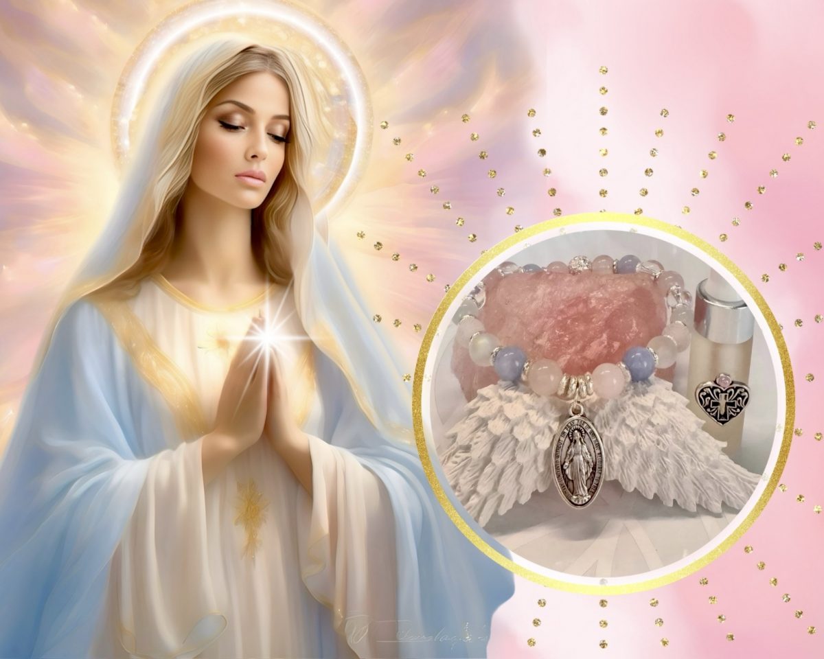 Marienlicht – Diffuser-Armband-Set für himmlische Führung & sanfte Herzöffnung - Segen & Schutz der Heiligen Mutter am Handgelenk