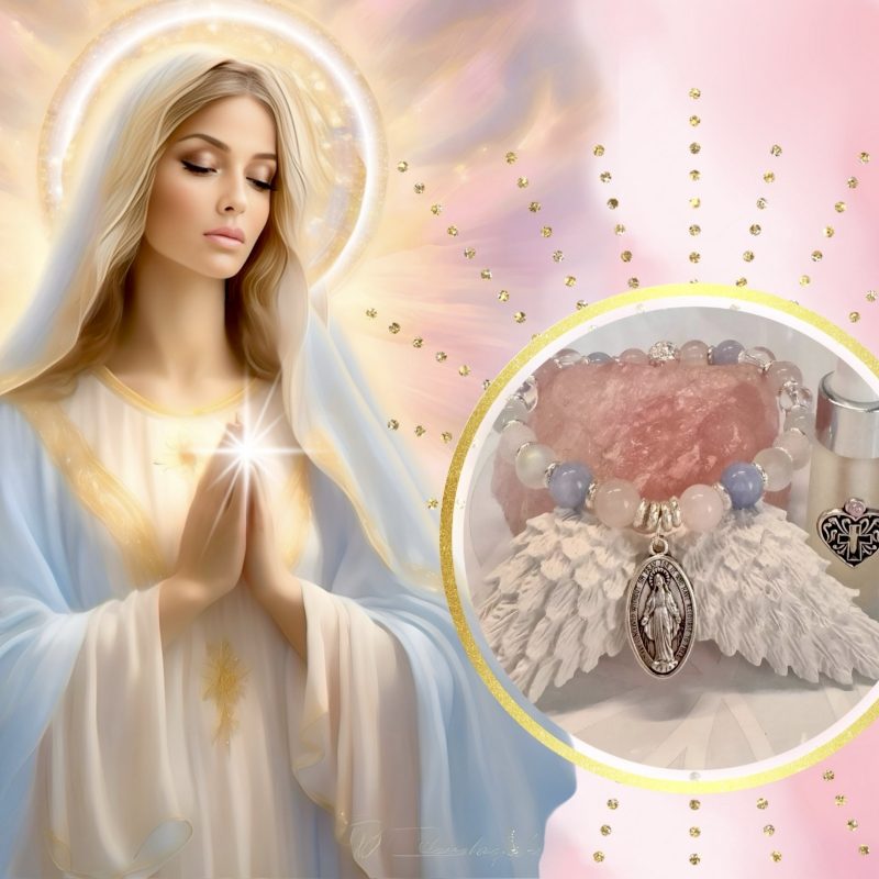 Marienlicht – Diffuser-Armband-Set für himmlische Führung & sanfte Herzöffnung - Segen & Schutz der Heiligen Mutter am Handgelenk