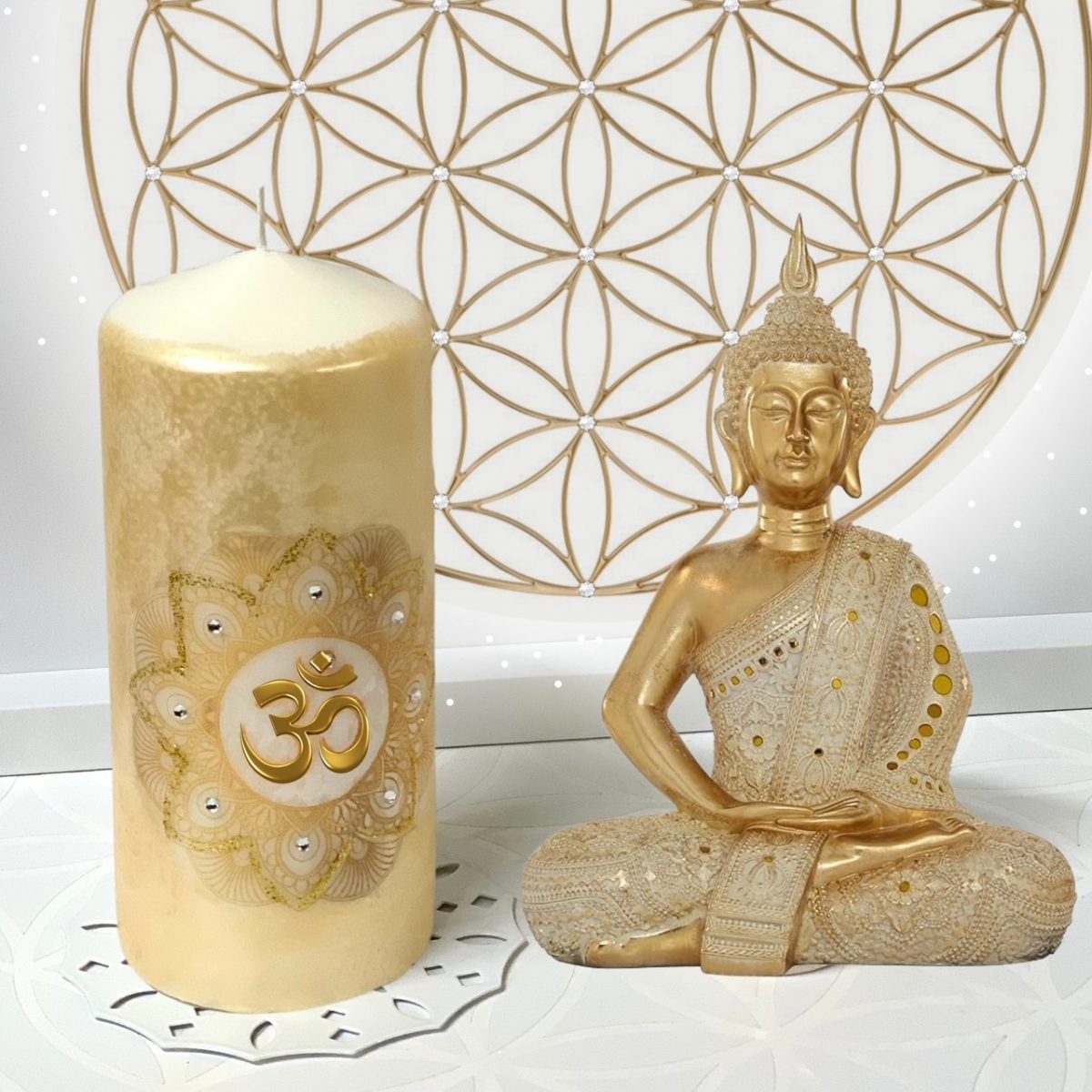 OM – Im Licht der Stille - Heilige Meditationskerze zur Herzöffnung, Bewusstseinserweiterung & Rückverbindung mit deinem höchsten Selbst – Bild 2