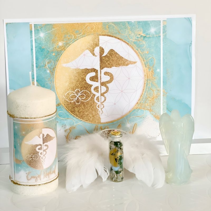 Erzengel Raphael Kerze – Heillicht für Regeneration, Herzöffnung & göttliche Neuordnung - Grün