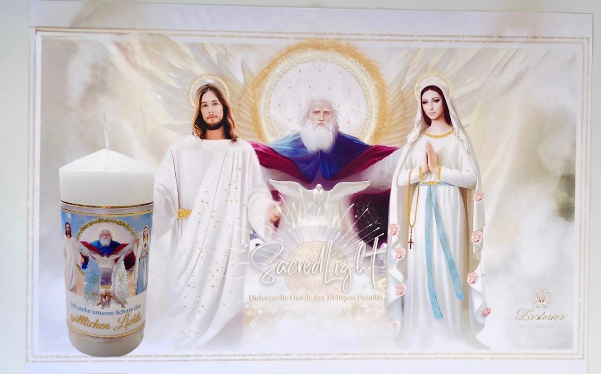 SacredLight – Universelle Gnade & Schutz der Heiligen Familie (2-teiliges Lichtset: Raumkerze & Legetuch) – Bild 2