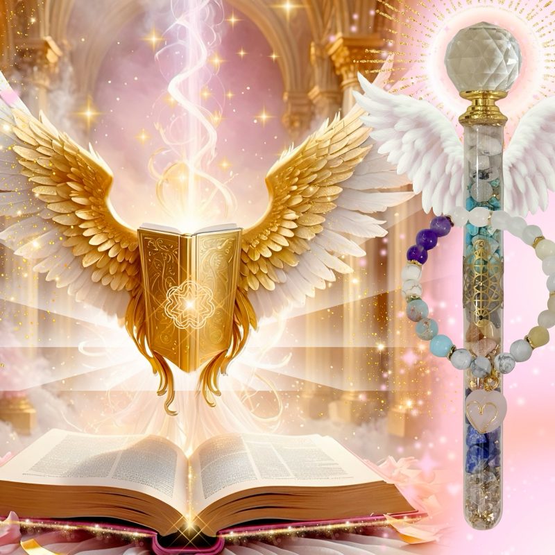 Lichtstab & Heilarmband - Schlüssel zur Akasha | 2-teiliges Channeling-Set - Lichtpfad durch das Tor der Weisheit für deine Verbindung zur Seelenbibliothek