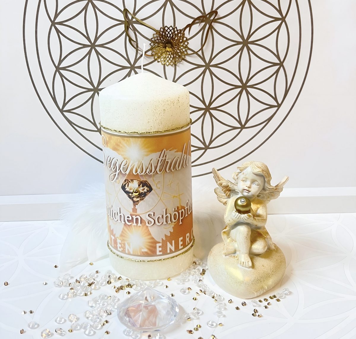 Kerze "Segensstrahl der göttlichen Schöpfung" – Raumkerze "Lichtträger Diamand-Energy der 6. Dimension" für deinen heiligen Raum – Bild 2