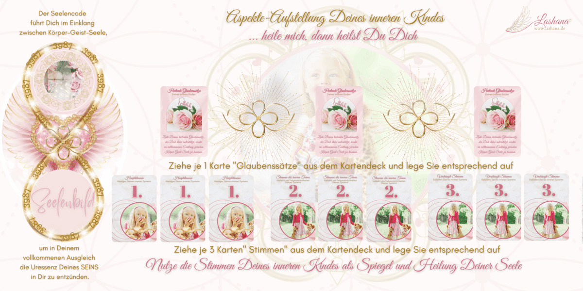 Therapeutisches 5-teiliges Heilkartenset" Inneres Kind ... heile mich, dann heilst Du Dich" – Bild 3