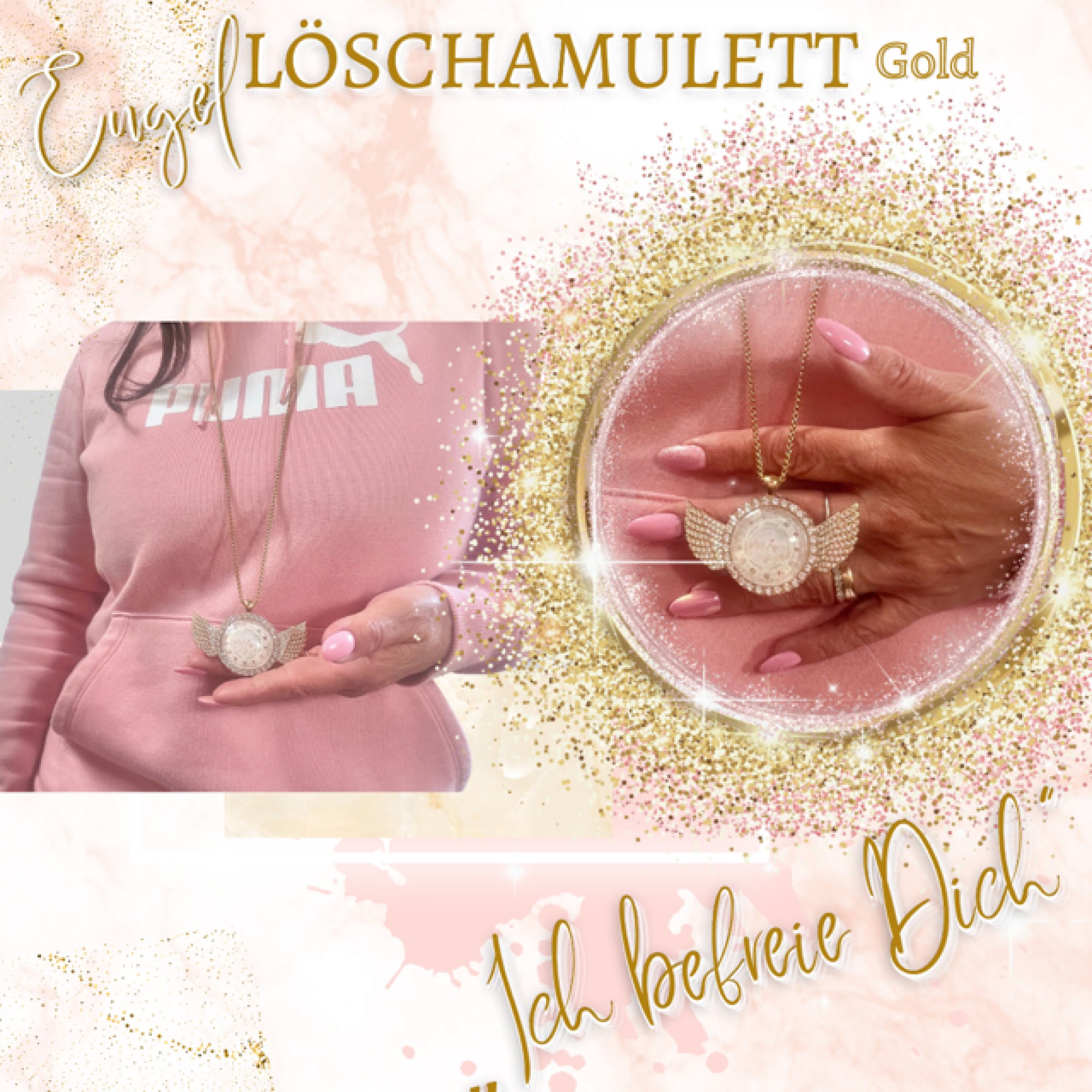 Engellöschamulett Ich befreie Dich in gold Startbild Shop