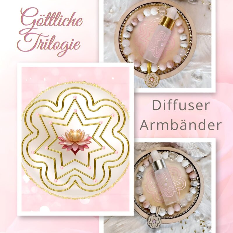 3-teiliges Sol’a’vana Set – Diffuser-Armband · Öl · Untersetzer | Göttliche Trilogie – Deine Reise ins Erwachen & Vollendung